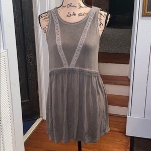 Taupe colored sleeveless tunic